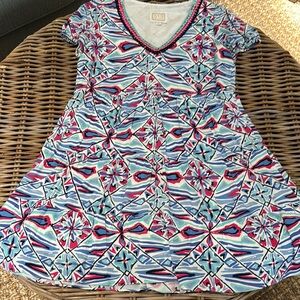 Sail to Sable A-line Teal and Pink Dress size M